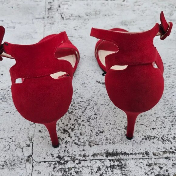 Nine West Women Heel Sandal Red Textile Upper Shoes Size 10M - Picture 7 of 11